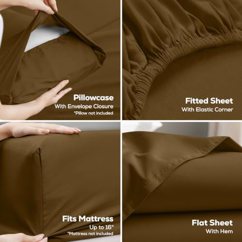 Queen Sheets Set, 4 Pieces 16" Deep Pocket Hotel Luxury Bed Sheets - Image 3