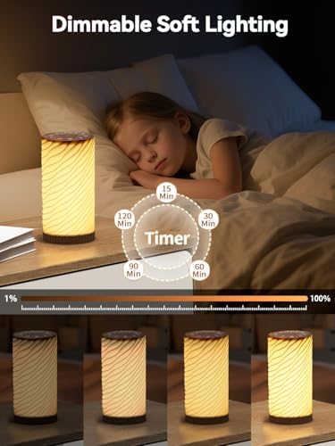 Touch Bedside Lamp with Sound Machine for Adults, Dimmable Night Light for Bedroom, 3-in-1 Bluetooth Speaker & White Noise Machine for Sleeping, Relaxation Dynamic Mood Lighting (Round) - Image 7