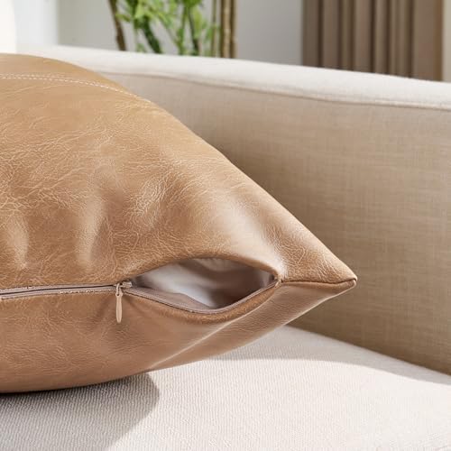 Fancy Homi Tan Decorative Throw Pillow Covers 18x18 Inch - Image 3
