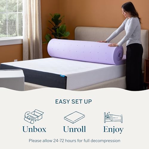 Lucid® 3" Lavender Memory Foam Mattress Topper – CertiPUR-US®, Twin XL - Image 5