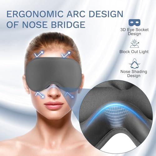 FlyCoco 99% Fully Block Out Light Eye Sleep Mask, 3D Deep Contoured Eyes Cover - Image 4