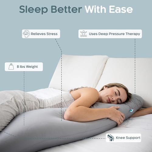 SleepCloud Weighted Body Pillow 8lbs, Cooling Tencel Cover, 48” x 14” XL - Image 2