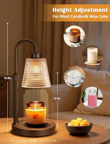Brown Candle Warmer Lamp with Timer, Dimmable Candle Warmer for Jar Candles, Height Adjustable Wax Melts Warmer, Birthday Gifts for Women Mom, House Warming Gifts New Home Decor - Image 3