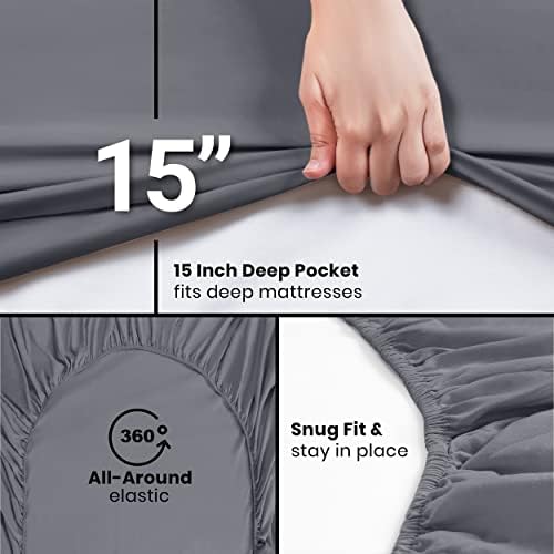 Pack of 6 King Fitted Sheet, Fits Up to 15 Inch Deep Pocket - Image 3