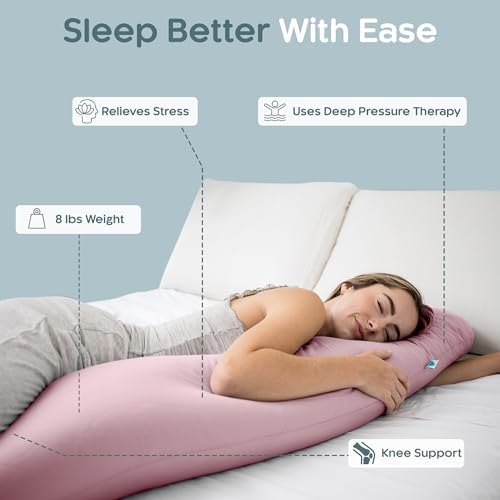 SleepCloud Weighted Body Pillow 8lbs, Cooling Tencel Cover, 48” x 14” XL - Image 2