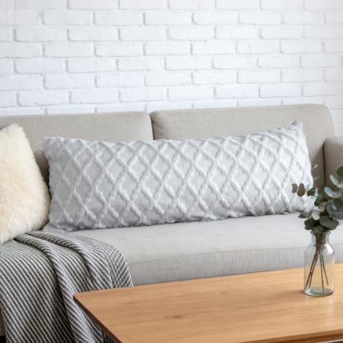 Home Long Body Lumbar Pillow case Cover, Solid Color Geometry Cushion Plush - Image 3