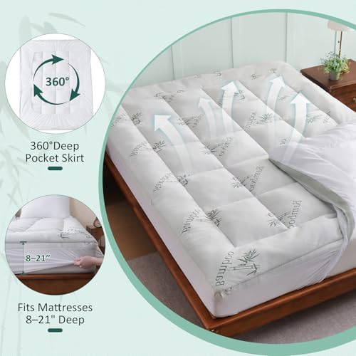 DOWNCOOL Twin Mattress Topper Memory Foam, Viscose Derived from Bamboo - Image 4