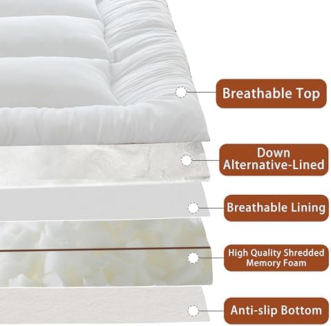 WhatsBedding 3 Inch Memory Foam Mattress Topper, 1700 GSM - Image 3