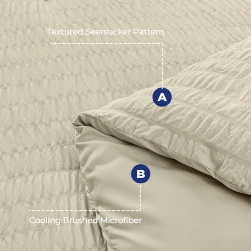 HYMOKEGE Light Linen King Size Comforter Set Seersucker 7 Pieces, All Season - Image 5