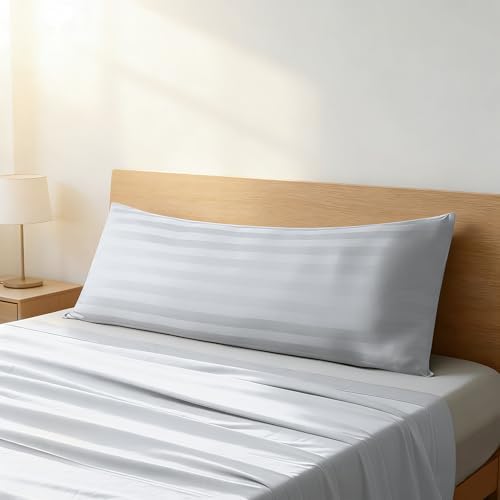 100% Egyptian Cotton Body Pillow Cover Long Pillow Case 600 Thread Count by ShunjieHome