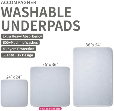 Accompagner Incontinence Bed Pads Washable Waterproof, Ultra-Absorbent Reusable - Image 4