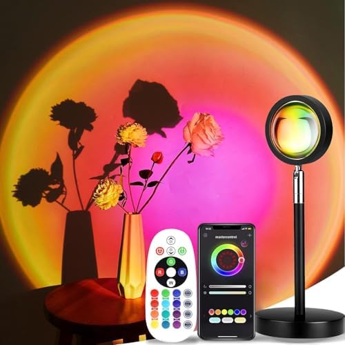 Sunset Lamp Projection, Sunset Night Light Rainbow Projector 180° 16 Color Changing 4 Modes, Vlog, Photography, Decorative, Party Decor, Gift for Women(16 Color) (red) (red) by LEKEONE