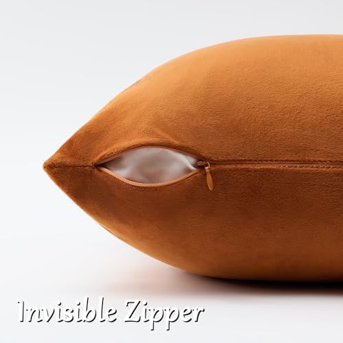 GIGIZAZA Burnt Orange Velvet Throw Pillow Covers 24x24 Pack of 2 - Image 4