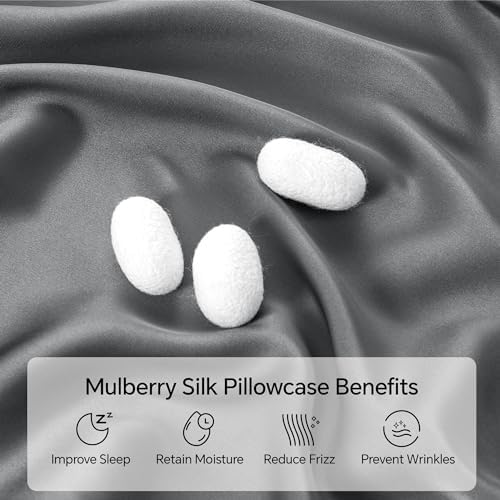INFIIXSO Silk Pillow Cases 2 Pack, Standard Size, Hidden Zipper, Dark Grey - Image 2