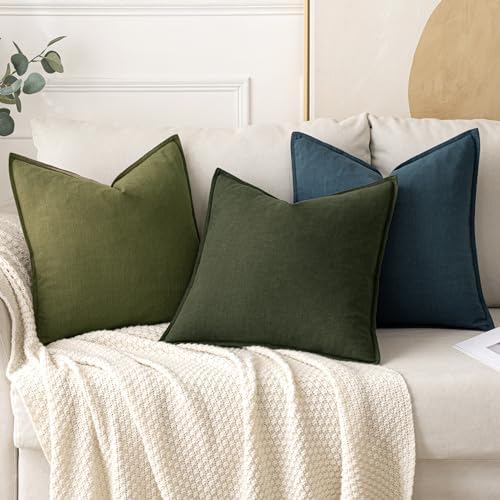MIULEE Decorative Linen Pillow Covers 18x18 Inch Green - Image 4