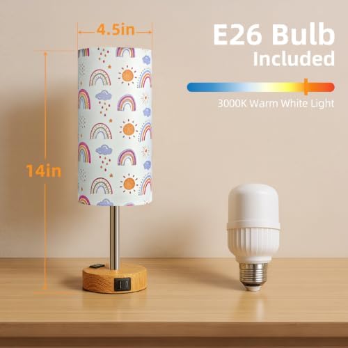 Bedside Table Lamp, Dimmable Touch, AC Outlet, USB A+C (SunRainbow) - Image 7