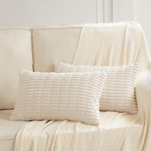 Fancy Homi Cream Lumbar Decorative Throw Pillow Covers 14x24 Inch - Image 2