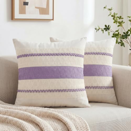 Fancy Homi Set of 1 Boho Lavender Decorative Throw Pillow Cover 16x16 Inch - Image 7