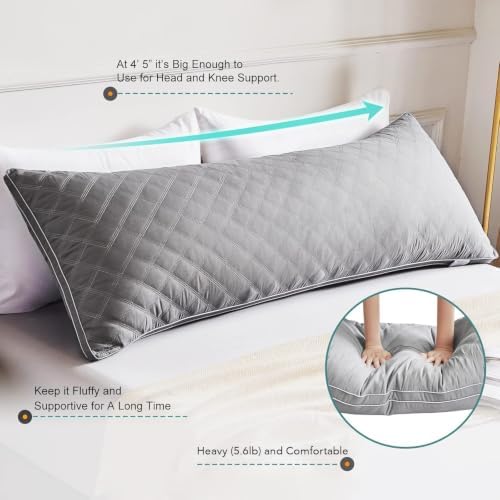 Oubonun Full Body Pillow for Side Sleeper, Adjustable Firm Long Bed Pillow - Image 6