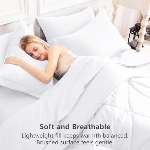CozyLux Twin XL Comforter Set 68"x88" White - Image 4