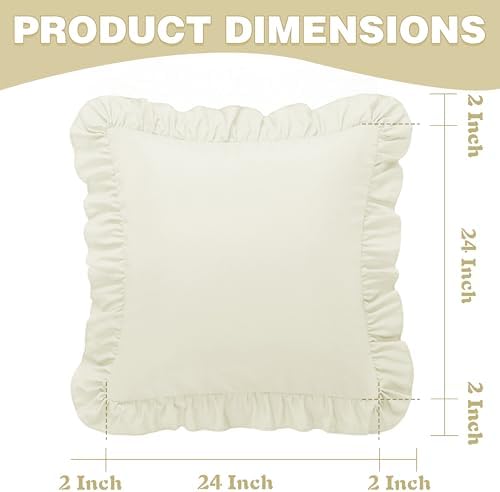 KKJIAF 2 Pack Ruffle Pillow Cases 24x24 Inches - Image 3