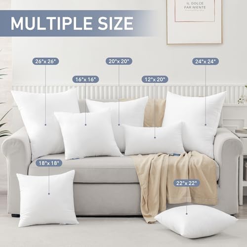 Leeden 26x26 Euro Throw Pillow Inserts Set of 2, Fluffy Pillow Forms - Image 4