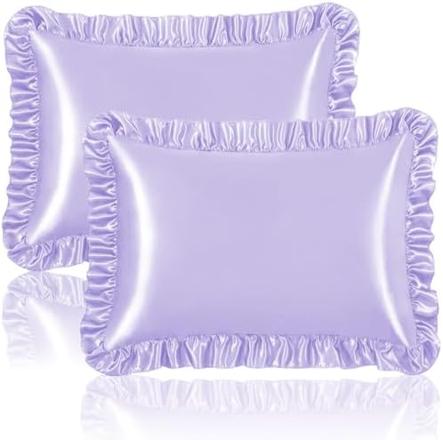 Homiest Lavender Ruffle Satin Pillowcase Set of 2 by Homiest