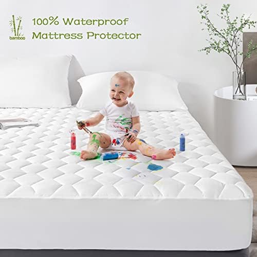 GRT Queen Mattress Protector Waterproof, Mattress Pad Rayon from Bamboo - Image 3