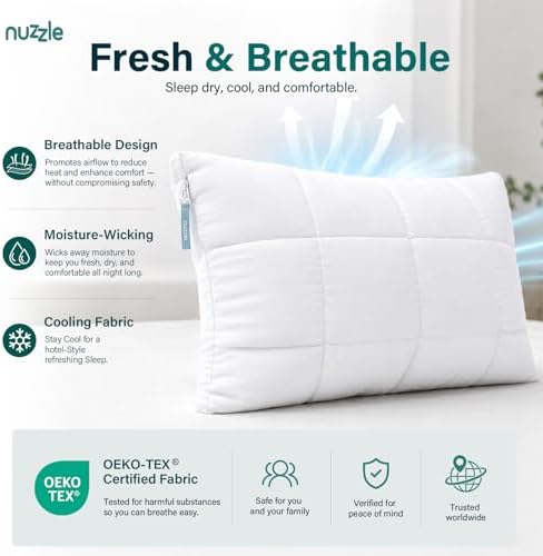 Nuzzle Pillow King Size Adjustable Neck Pillows, Soft Luxury Hotel Feel - Image 4