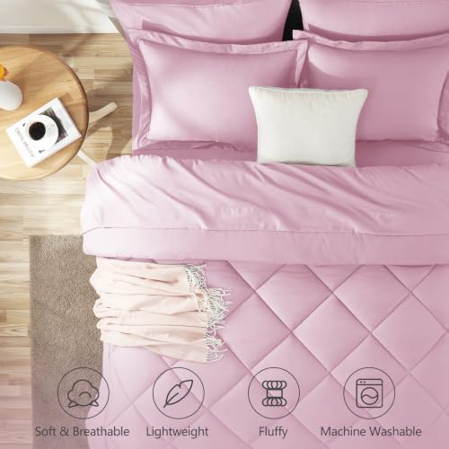 CozyLux Queen Comforter Set 88"x88" Light Pink - Image 2