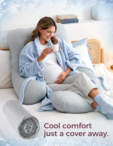 Momcozy Cooling Pregnancy Pillow Cover, U Shaped Maternity Pillowcase - Image 3