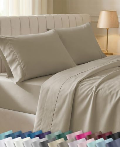 California Design Den Soft 100% Cotton Sateen Queen Size Sheets Set by CaliforniaDesignDen
