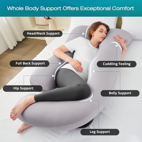 Cooling Pregnancy Pillows for Sleeping, Light Grey - Image 2