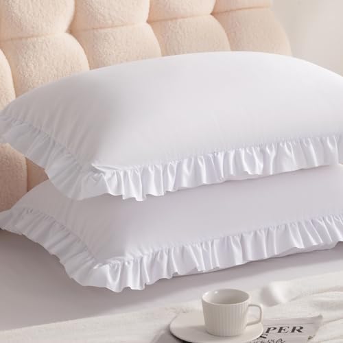 Ruffled King Pillow Shams, 2 Pack, 20x36 Inches by Aerlomi