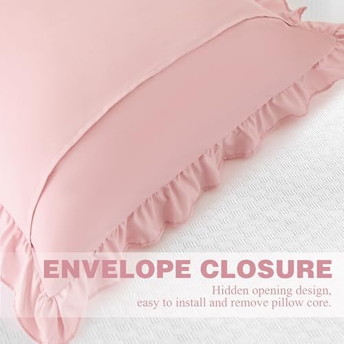 KKJIAF 2 Pack Ruffle Pillow Cases 26x26 Inches, Light Pink - Image 6