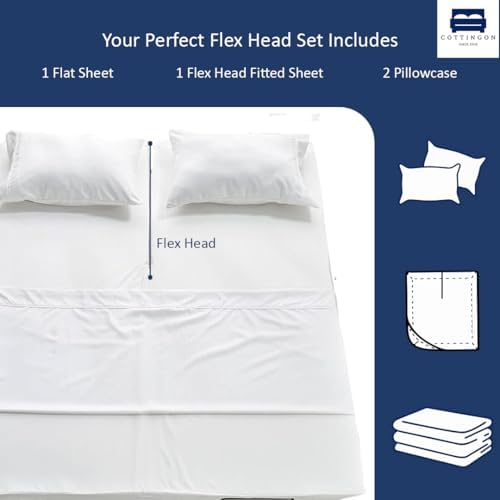 4 Piece Flex Head King Sheet Set 34" Top, 100% Egyptian Cotton - Image 3