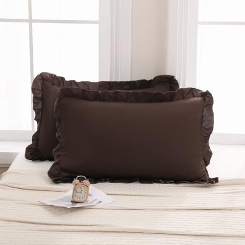 Merryword Dark Brown Pillow Shams Chocolate Queen Pillowcases Cute Pillow Cover - Image 4