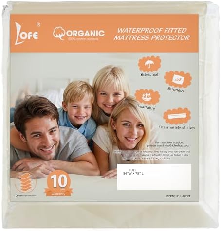 Organic Full Mattress Protector -Top&Side 100% Waterproof Protector by Lofe