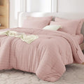 MUXHOMO 7 Pieces Oversized Queen Comforter Set, Seersucker Bed in a Bag by MUXHOMO