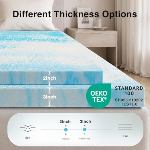 Novilla Twin Mattress Topper, 2 Inch Cooling Gel Infused Memory Foam Topper - Image 6