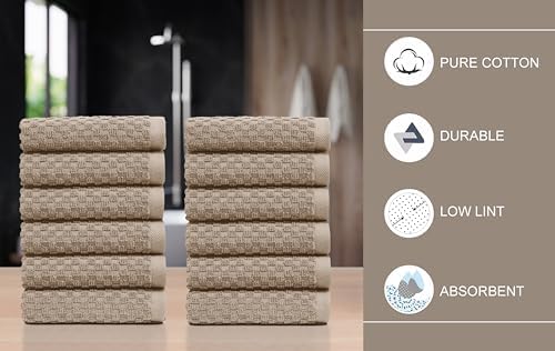 COTTON CRAFT Euro Spa Waffle Wash Cloth - Set of 12 Linen Washcloth - Image 3