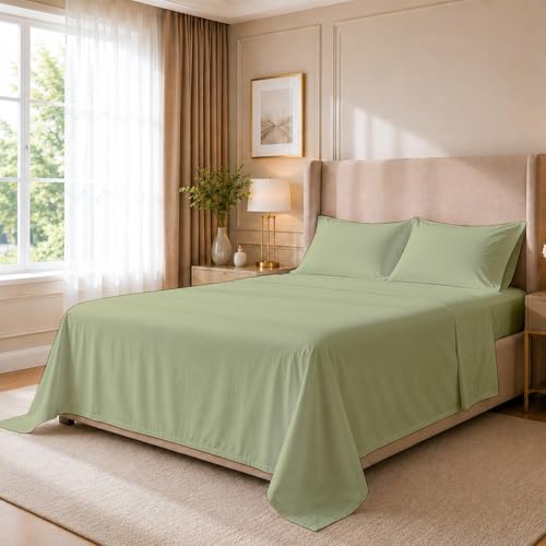 Cottingon 4 Piece Twin Sheets Fits 16" Deep, Egyptian Cotton by COTTINGON