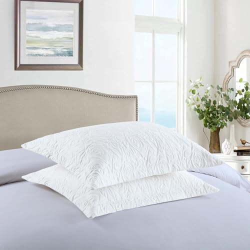 MarCielo 2 Pieces Microfiber Quilted Pillow Shams Soft Pillow Covers - Image 2