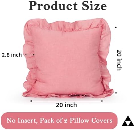 JoraLion Ruffled Throw Pillow Cover 20x20 Solid Pink - Image 4