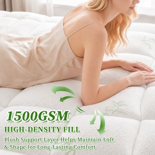 Cooling Waterproof Viscose from Bamboo Mattress Topper Full Size - Image 5