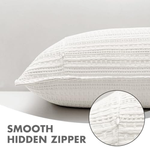 Decorative Waffle Throw Pillow Covers 20x20 White 2 Pack - Image 6