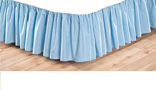 Rajlinen Ruffled Bed Skirt King, 21 Inch Drop Dust Ruffle with Split Corners, 100% Microfiber Bedskirt with Platform, Three-Sided Coverage Ruffled Gathering Design, Light Blue