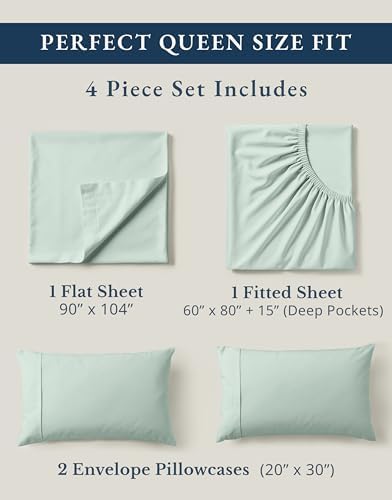 LANE LINEN Queen Sheet Set 100% Organic Cotton Cooling Soft 4pc - Image 4