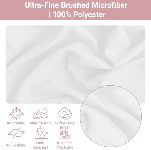 Set of 2 Brushed Microfiber Ruffle Pillow Cases Queen Size White - Image 2