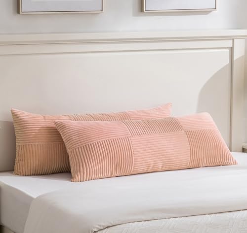 Fancy Homi Set of 2 Peach Boho Long Lumbar Body Decorative Throw Pillow Cover by Fancy+Homi